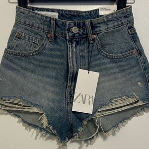 Zara Women's Distressed Blue Jean Shorts
